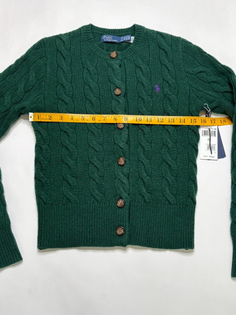 Polo Ralph Lauren Cable Knit Wool & Cashmere Cardigan – XS – Green - Picture 4 of 14
